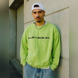 Vintage BUM Equipment Sweatshirt Size M Crew Neck Neon Green Pullover